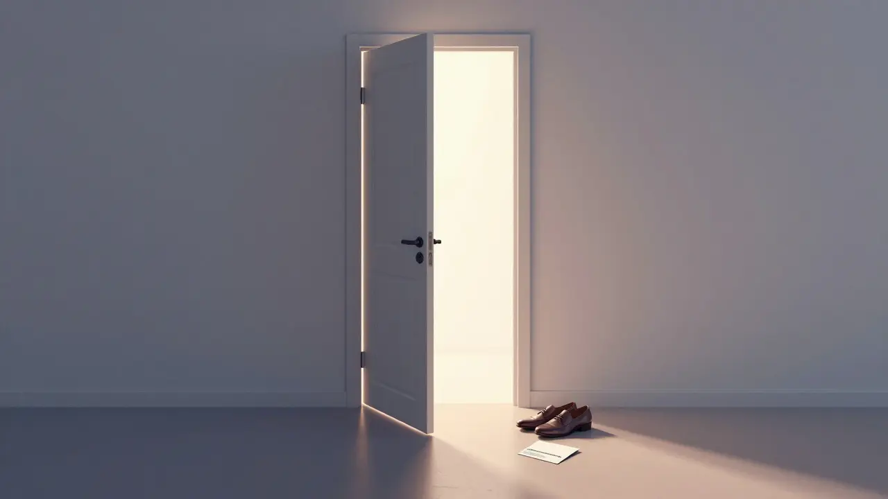 An open doorway with warm light in a Milan apartment hallway, symbolizing trust.