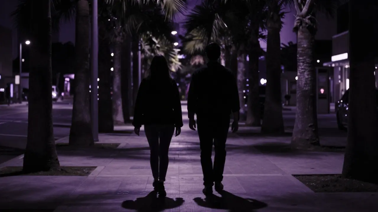 Shadowed silhouettes of people walking at night representing anonymity and discretion